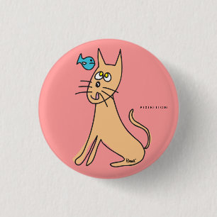 Fisch-u. Katzen-Knopf Button