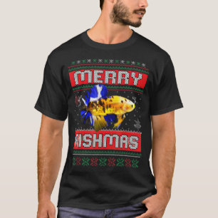 Fisch-Ugly Weihnachten Sweater Betta-Fish Angelpar T-Shirt
