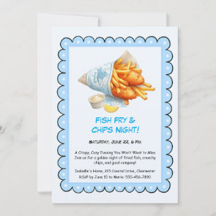 Fisch und Chips - Lässige Meeresfrüchte Party Einl Einladung