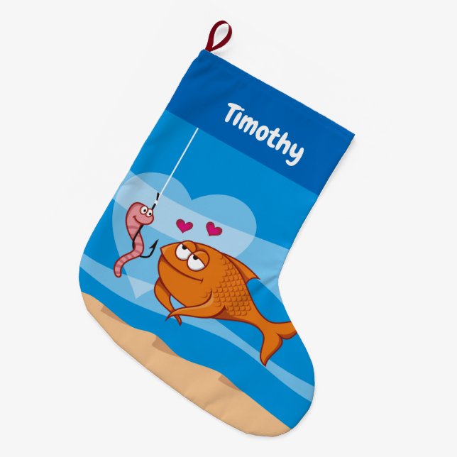 Fisch und Köder in der Liebe Weihnachten Strumpf Großer Weihnachtsstrumpf (Vorderansicht (hängend))