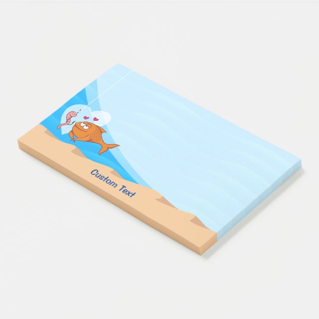 Fisch und Köder in Liebe Post-it Klebezettel (angewinkelt)