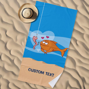 Fisch und Köder in Liebe Strandtuch