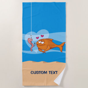 Fisch und Köder in Liebe Strandtuch