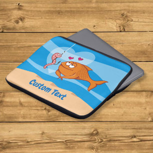 Fisch und Köder verliebt Laptop-Hülle Laptopschutzhülle
