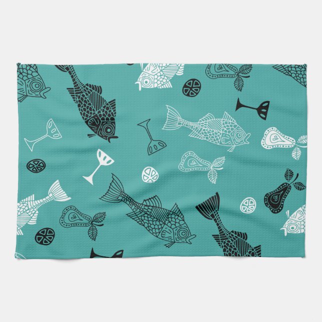 Fisch und Obst Geschirrtuch (Horizontal)