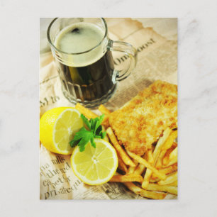 Fisch und Pommes Frites Postkarte