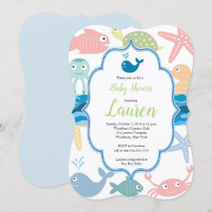 Fisch- und Seegeschöpf-Babypartyeinladung Einladung