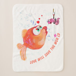 Fisch und Wurm Caroon Baby Sherpa Blanket Sherpadecke