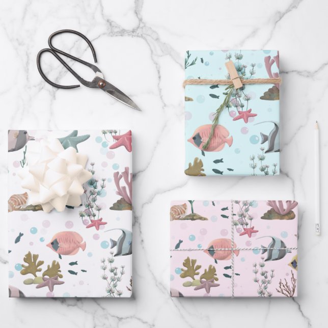 Fisch unter Meer Geschenkpapier Set (Vorderseite)