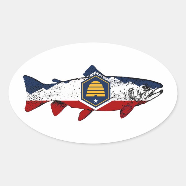 Fisch Utah Forelle Ovaler Aufkleber (Vorderseite)
