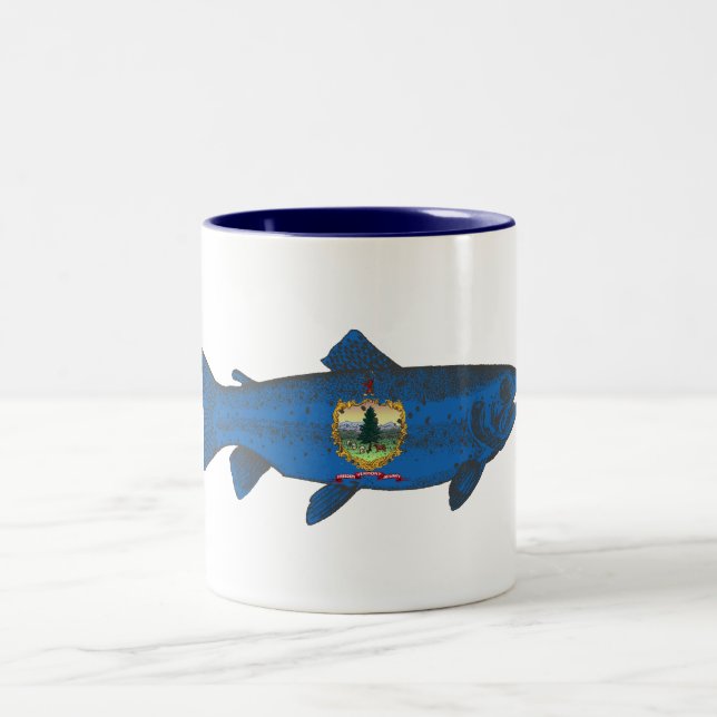 Fisch-Vermont-Flaggenforelle Zweifarbige Tasse (Mittel)