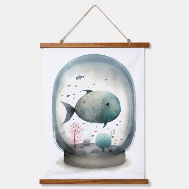 Fisch Wandteppich Mit Holzrahmen (Vorderseite)