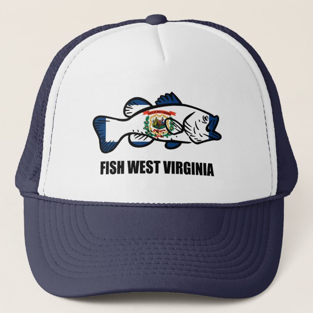 Fisch West Virginia Truckerkappe (Vorderseite)