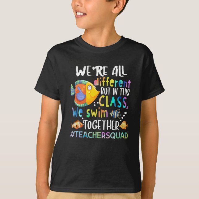 Fisch Wir sind alle verschieden wir schwimmen Lehr T-Shirt (Vorderseite)