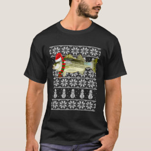 Fisch Xmas Weihnachtsmannmütze gestreift Bass Ugge T-Shirt