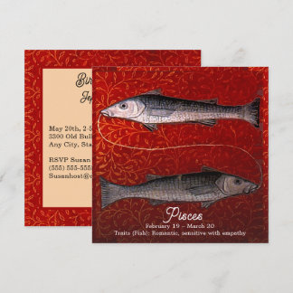 Fisch Zodiac-Geburt Party Einladung