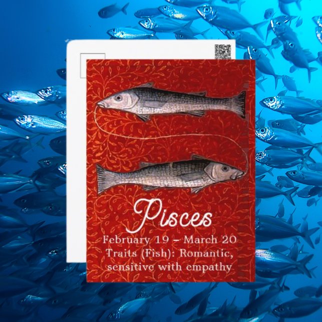 Fisch Zodiac-Geburt Party Postkarte (Pisces the Fish Zodiac Sign Birthday Party Postcard)
