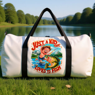 Fischabenteuer: Nur ein Kind, das gerne fischt Duffle Bag