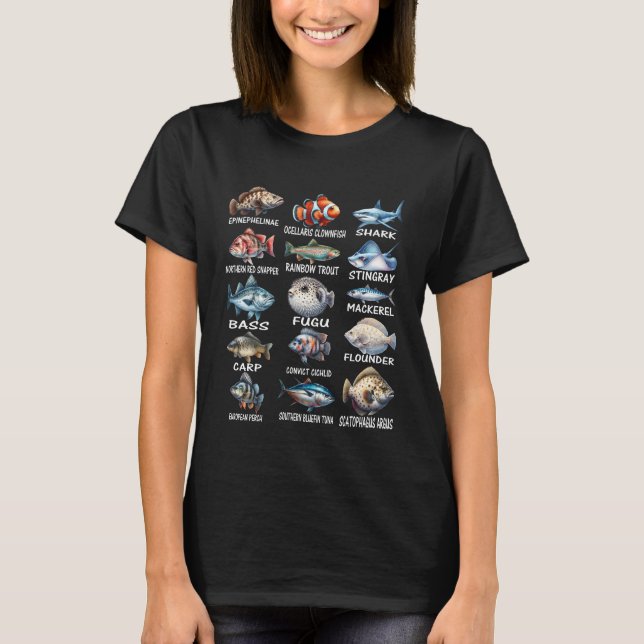 Fischarten Fisherin T-Shirt (Vorderseite)