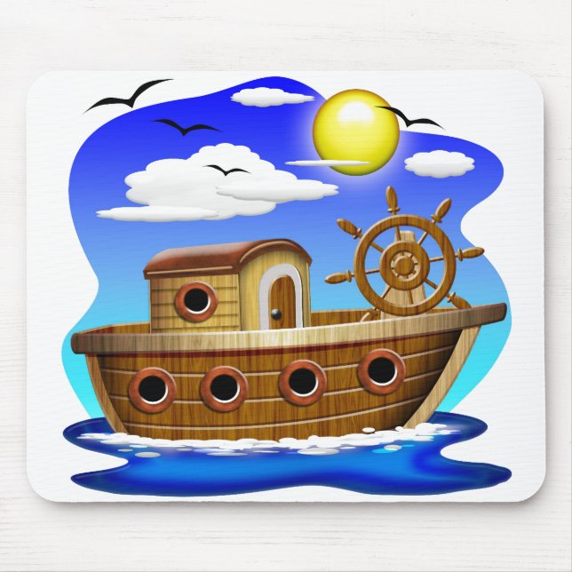 Fischboot Cartoon  Mousepad (Vorne)