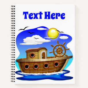 Fischboot Cartoon Notizbuch