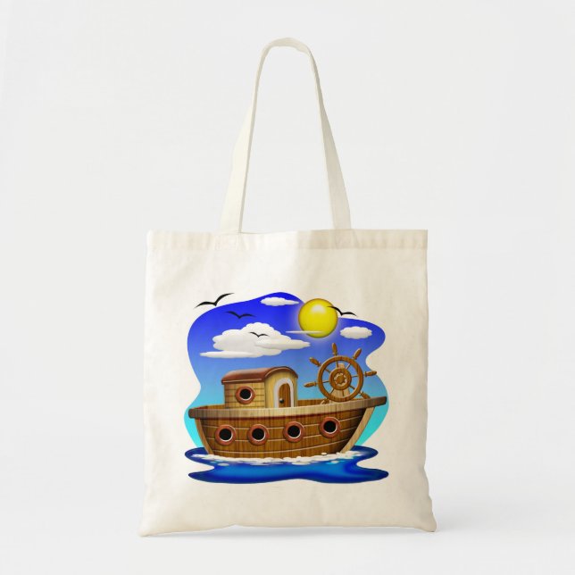 Fischboot-Cartoon Tragetasche (Vorne)
