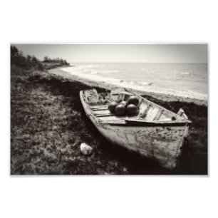 Fischboot schwarz und weiß fotodruck