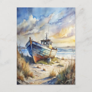 Fischboot Strand Ozean Küste Küstennautik Postkarte