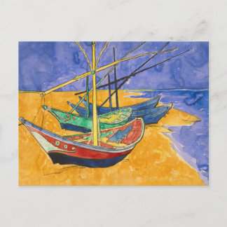 Fischboote am Strand von Vincent Van Gogh Postkarte