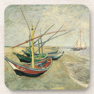 Fischboote am Strand von Vincent van Gogh Untersetzer