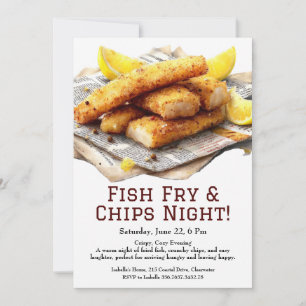 Fischbraten & Chips – Informelle Seafood-Party-Ein Einladung