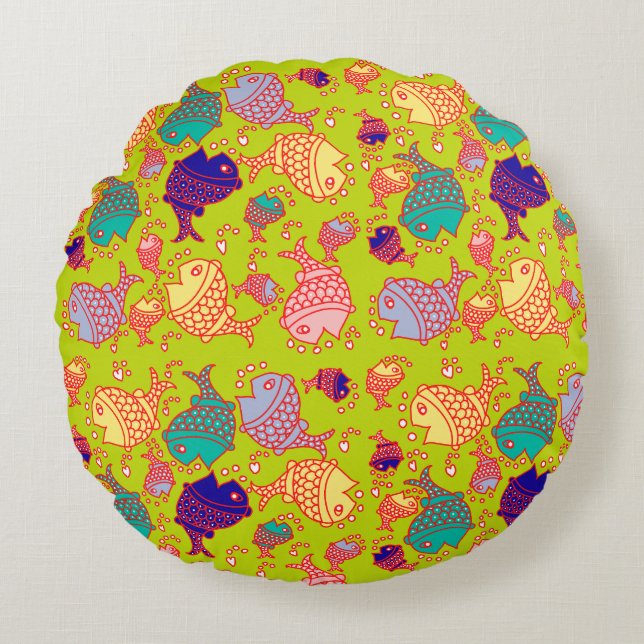 Fischdesign Rundes Kissen (Vorderseite)