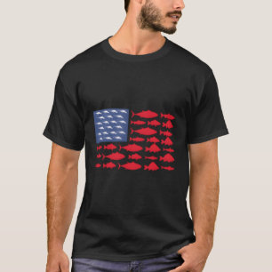 Fische Amerikanische Flagge Patriotische USA Fisch T-Shirt