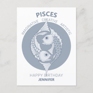 Fische Astrologie Jugendstil CC0026 Alles Gute zum Postkarte