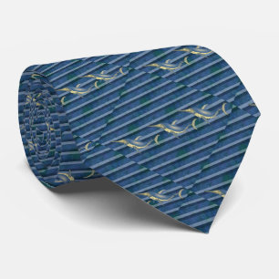 Fische auf der Krawatte Blauer und Schwarzer Strei