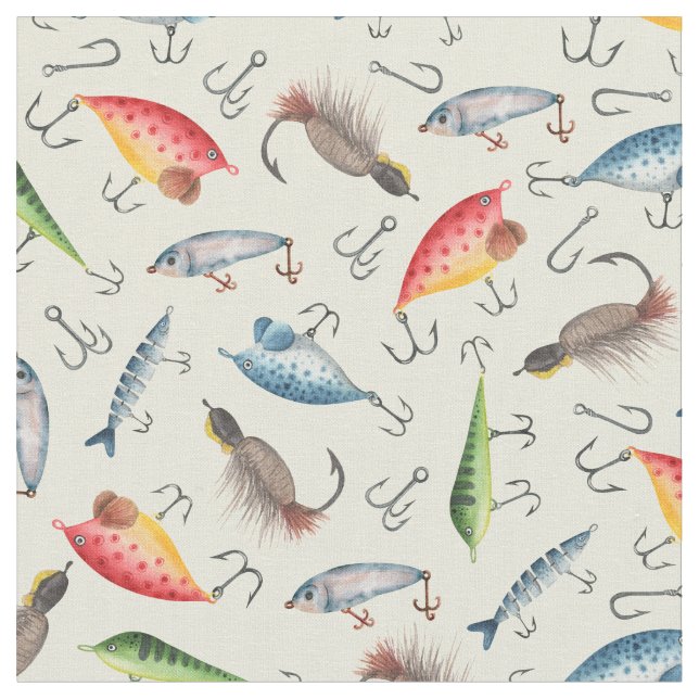 Fische auf hellgelben Flächen Stoff (Nahaufnahme)