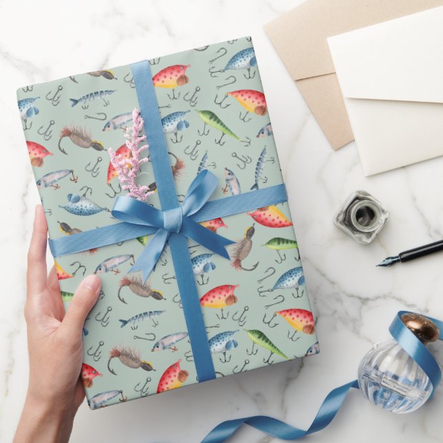 Fische auf hellgrün geschenkpapier (Schenken)