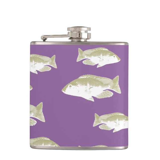 Fische auf lila flachmann (Vorderseite)