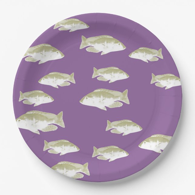 Fische auf lila pappteller (Vorderseite)