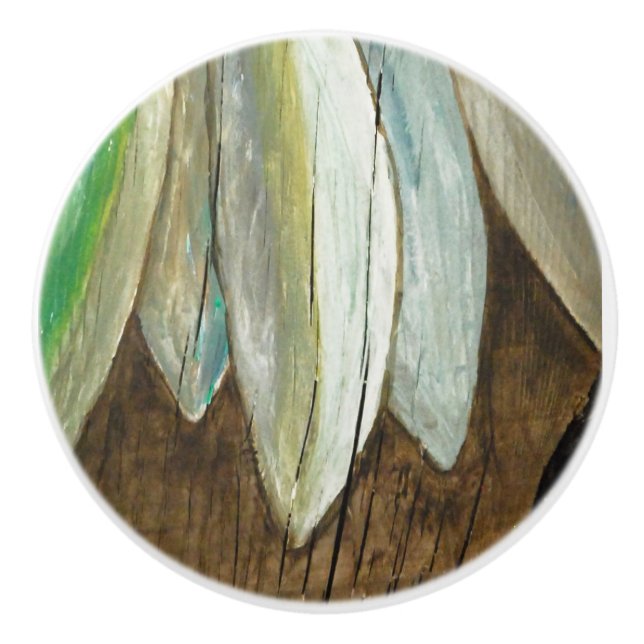 Fische auf Treibholz Keramikknauf (Vorderseite)