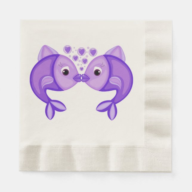 FISCHE BEIM KÜSSEN SERVIETTE (Vorderseite)
