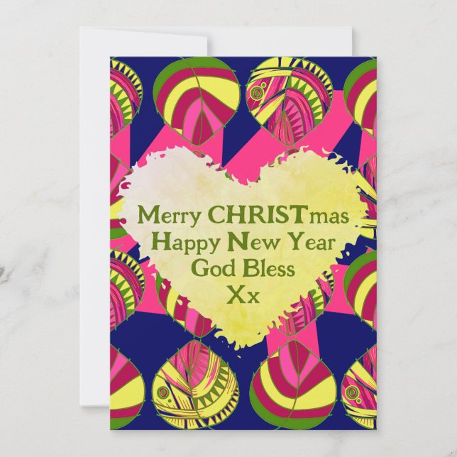Fische Blätter Gelbe Magenta Grün Weihnachten (Vorderseite)