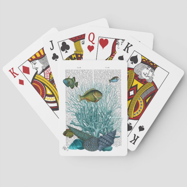 Fische, blaue Muscheln und Korallen Spielkarten (Rückseite)