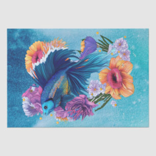 Fische Blumen Frische Wasser Tropische Wasserfarbe Seidenpapier