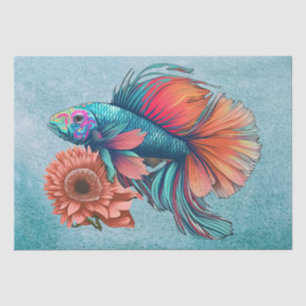 Fische Blumen Frische Wasser Tropische Wasserfarbe Seidenpapier