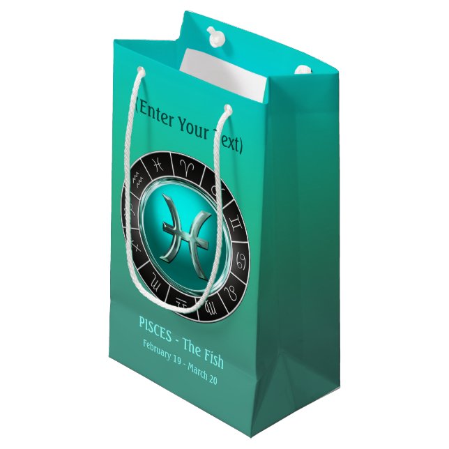 Fische - das das Horoskop-Symbol des Fisches Kleine Geschenktüte (Vorderseite Schrägansicht)