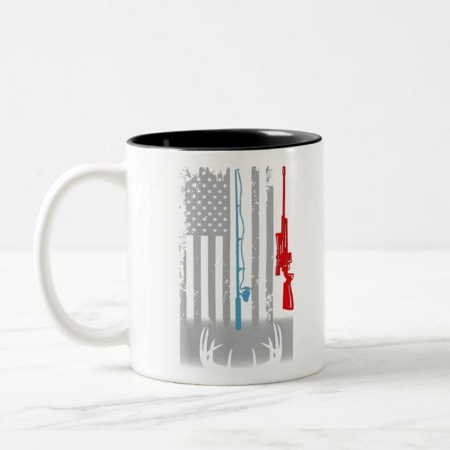 Fische der Jagd auf Riffe Amerikanische Flagge Zweifarbige Tasse (Links)