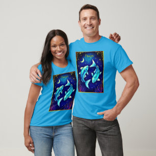 Fische des Sternzeichens Fische schwimmen in kosmi T-Shirt