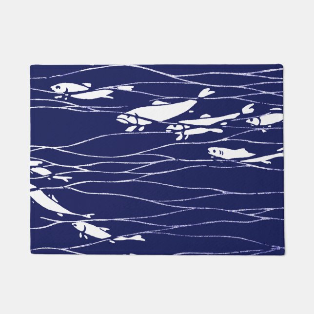 Fische, die Underwater Blau schwimmen Fußmatte (Vorderseite)