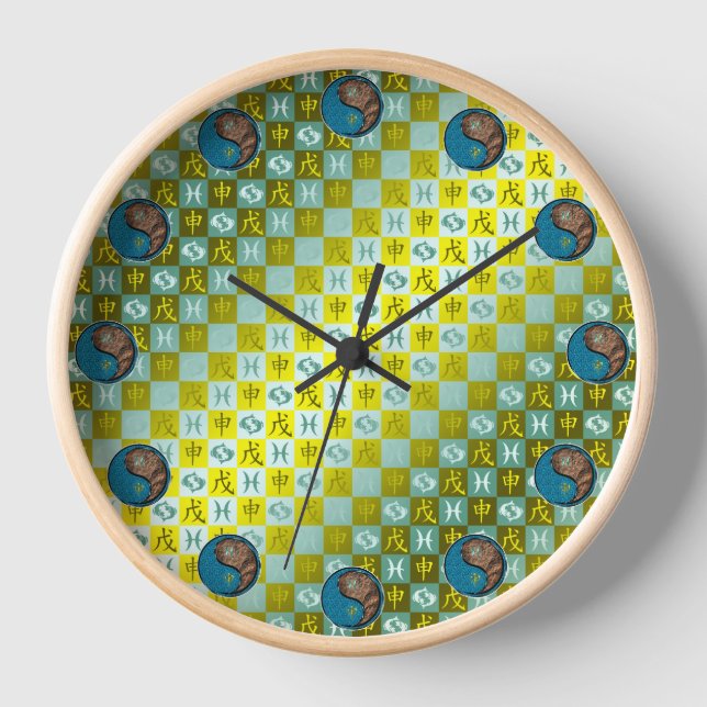 Fische & Erdaffe Uhr (Vorderseite)